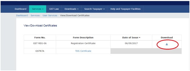download gst certificate