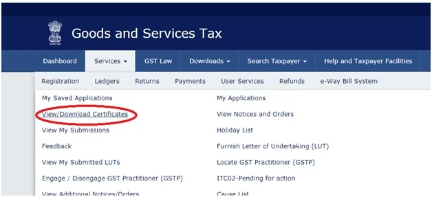 gst view certificate