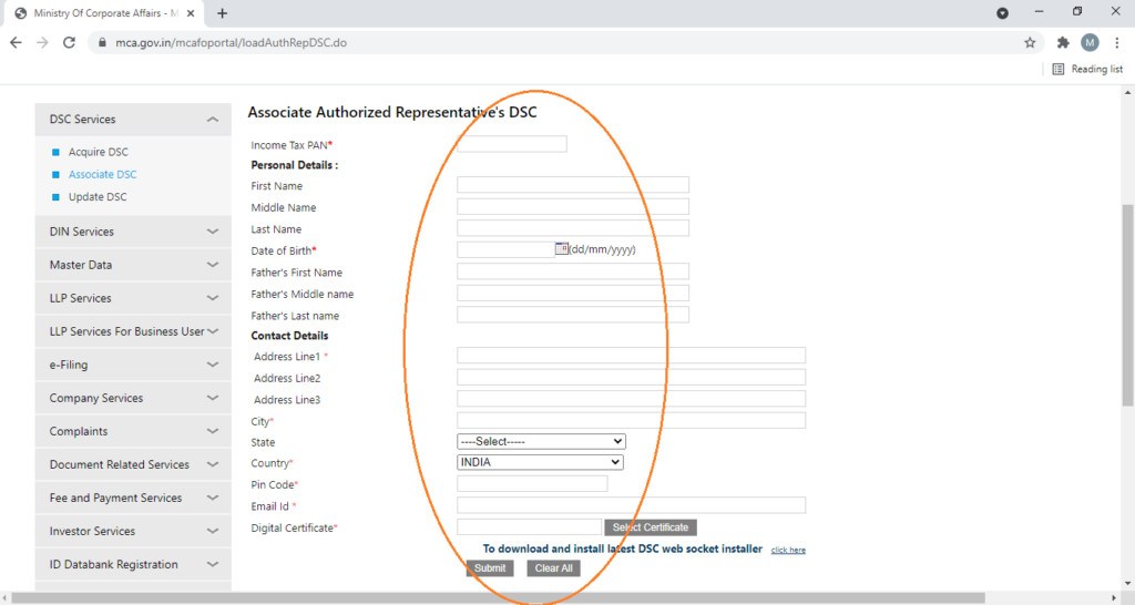 register dsc authorised representative